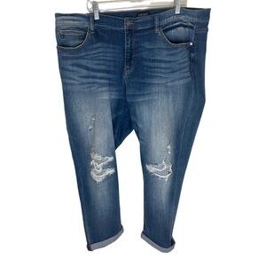 JUDY BLUE Boyfriend Fit Medium Wash Distressed Jeans Size 3X